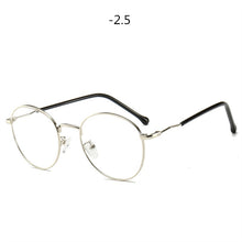 Load image into Gallery viewer, Round Finished Myopia Glasses Women Men Metal Prescription Eyewear Student Nearsighted Glasses Diopter -0.5 -1.0 -1.5 -2.0 to -4