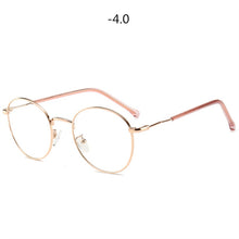Load image into Gallery viewer, Round Finished Myopia Glasses Women Men Metal Prescription Eyewear Student Nearsighted Glasses Diopter -0.5 -1.0 -1.5 -2.0 to -4