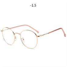 Load image into Gallery viewer, Round Finished Myopia Glasses Women Men Metal Prescription Eyewear Student Nearsighted Glasses Diopter -0.5 -1.0 -1.5 -2.0 to -4