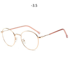 Load image into Gallery viewer, Round Finished Myopia Glasses Women Men Metal Prescription Eyewear Student Nearsighted Glasses Diopter -0.5 -1.0 -1.5 -2.0 to -4