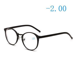 Round Finished Myopia Glasses Women Men Ultralight Black Frame Short-sight  Eyewear Prescription -1.0 -1.5 -2 -2.5 -3 -3.5 -4