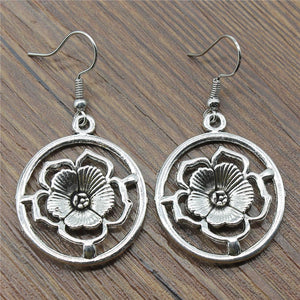Round Flower Drop Earrings Vintage Round Flower Dangle Earrings Round Flower Earrings For Women Dropshipping