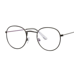 Round Glasses Frame Men Anti Blue Light Glasses Women Fake Glasses Gold Optical Oval Eyeglasses Frame Transparent Lens