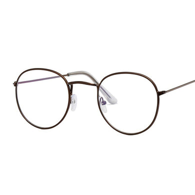 Round Glasses Frame Men Anti Blue Light Glasses Women Fake Glasses Gold Optical Oval Eyeglasses Frame Transparent Lens