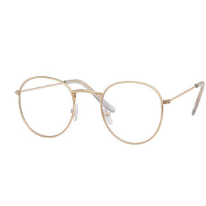 Round Glasses Frame Men Anti Blue Light Glasses Women Fake Glasses Gold Optical Oval Eyeglasses Frame Transparent Lens