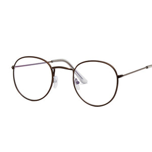 Round Glasses Frame Men Anti Blue Light Glasses Women Fake Glasses Gold Optical Oval Eyeglasses Frame Transparent Lens