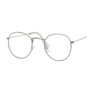 Round Glasses Frame Men Anti Blue Light Glasses Women Fake Glasses Gold Optical Oval Eyeglasses Frame Transparent Lens