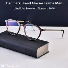 Carica l&#39;immagine nel visualizzatore di Gallery, Round Glasses Frame Men Ultralight Screwless Titanium Optical Prescription Eyeglasses Myopia Eyewear 1046 Denmark Brand 2023 New