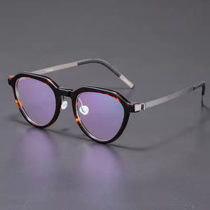 Round Glasses Frame Men Ultralight Screwless Titanium Optical Prescription Eyeglasses Myopia Eyewear 1046 Denmark Brand 2023 New