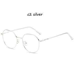 Round Glasses Frame Woman Men Glasses Retro Myopia Optical Frames Metal Clear le ns Black Silver Gold   Eyeglasses Oculos 19053
