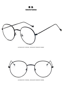 Round Glasses Women's Sun Glasses Metal Frame Eyewear Vintage Female Optics Eyeglasses Clear Lens Transparent Top