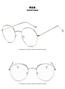 Round Glasses Women's Sun Glasses Metal Frame Eyewear Vintage Female Optics Eyeglasses Clear Lens Transparent Top
