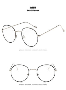 Round Glasses Women's Sun Glasses Metal Frame Eyewear Vintage Female Optics Eyeglasses Clear Lens Transparent Top