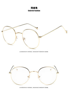Round Glasses Women's Sun Glasses Metal Frame Eyewear Vintage Female Optics Eyeglasses Clear Lens Transparent Top