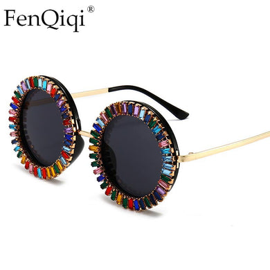 Round  Rhinestone Blingbling Sunglasses Women 2023 Trend Fancy Crystal Sun Glasses Female Eyewear Shades Oculos Del