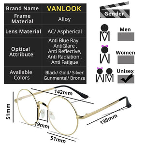Round Metal Glasses for Computer Anti Blue Ray Frame Women Men Eyeglasses Transparent Spectacles Oculos De Grau