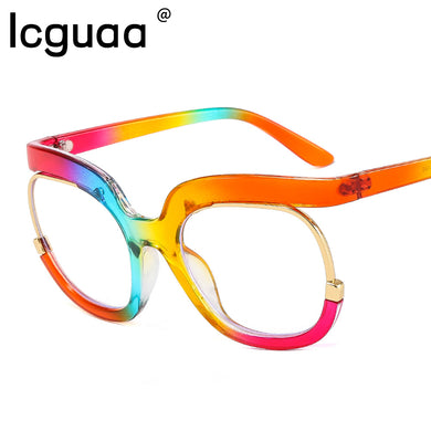 Round Optical Glasses Frames Men Women Oversized Prescription Glasses Clear Lens Rainbow Frame Eyeglasses Spectacle Frame
