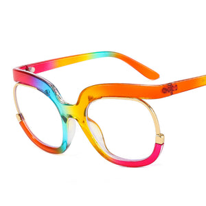 Round Optical Glasses Frames Men Women Oversized Prescription Glasses Clear Lens Rainbow Frame Eyeglasses Spectacle Frame