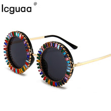 Load image into Gallery viewer, Round Party Beach Blingbling Crystal Sun Glasses for Ladies Royal Wedding Rhinestone UV400 Black Sunglasses Women 2023