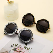 Load image into Gallery viewer, Round Party Beach Blingbling Crystal Sun Glasses for Ladies Royal Wedding Rhinestone UV400 Black Sunglasses Women 2023