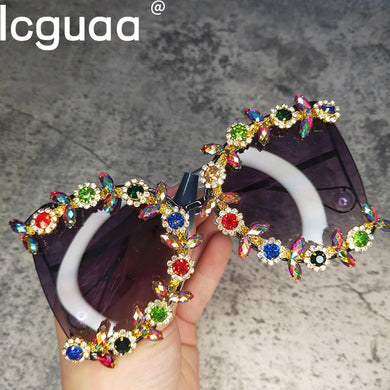 Round Pearl Oversized Diamond Sunglasses For Women Men 2023 Ladies  Blingbling Crystal Brand Designer Sun Glasses Women