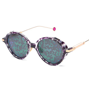 Round Polarized Sunglasses  Women Shades Unique Leopard Pattern Design Vintage Driving Men Oculos Feminino UV400 New