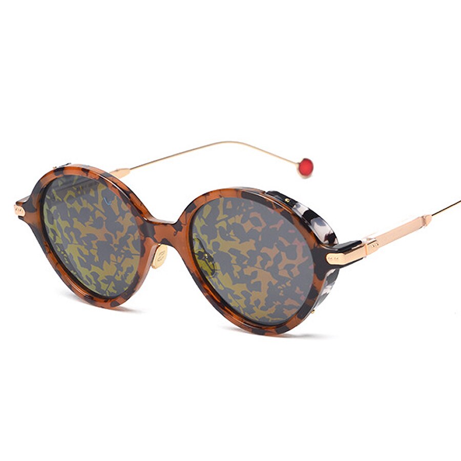 Round Polarized Sunglasses  Women Shades Unique Leopard Pattern Design Vintage Driving Men Oculos Feminino UV400 New