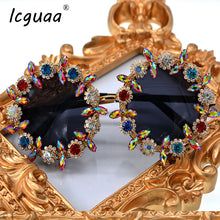 Load image into Gallery viewer, Round Rhinestone Flower Sunglasses Women Brand Designer Handmade Summer  Crystal Ladies Sunglasses Gafas de sol mujer