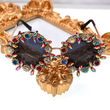 Load image into Gallery viewer, Round Rhinestone Flower Sunglasses Women Brand Designer Handmade Summer  Crystal Ladies Sunglasses Gafas de sol mujer