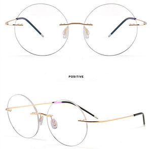 Round Rimless Eyeglass Frame Optical Women Frameless Clear Lens Metal Big Circle Flexible Eye Glasses Frames for Men Gold Silver