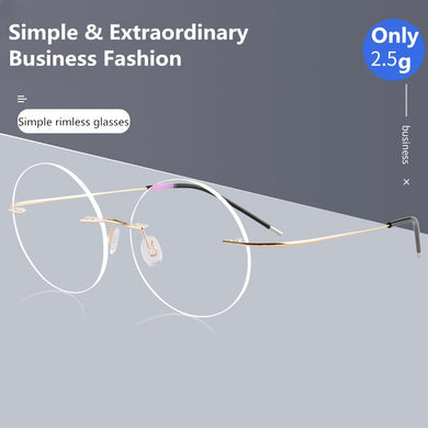 Round Rimless Eyeglass Frame Optical Women Frameless Clear Lens Metal Big Circle Flexible Eye Glasses Frames for Men Gold Silver
