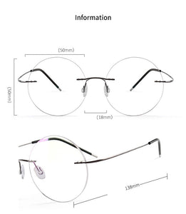Round Rimless Eyeglass Frame Optical Women Frameless Clear Lens Metal Big Circle Flexible Eye Glasses Frames for Men Gold Silver