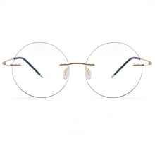Load image into Gallery viewer, Round Rimless Eyeglass Frame Optical Women Frameless Clear Lens Metal Big Circle Flexible Eye Glasses Frames for Men Gold Silver