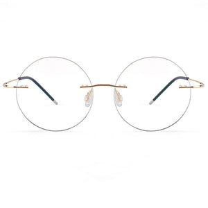 Round Rimless Eyeglass Frame Optical Women Frameless Clear Lens Metal Big Circle Flexible Eye Glasses Frames for Men Gold Silver
