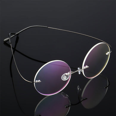 Montatura per occhiali rotondi senza montatura Montatura per occhiali da vista in lega ottica per occhiali da vista per uomo e donna 