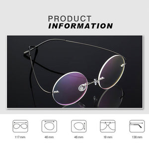 Montatura per occhiali rotondi senza montatura Montatura per occhiali da vista in lega ottica per occhiali da vista per uomo e donna 