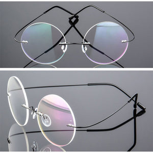 Montatura per occhiali rotondi senza montatura Montatura per occhiali da vista in lega ottica per occhiali da vista per uomo e donna 