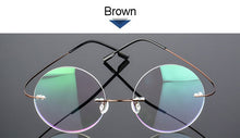 Carica l&#39;immagine nel visualizzatore di Gallery, Montatura per occhiali rotondi senza montatura Montatura per occhiali da vista in lega ottica per occhiali da vista per uomo e donna 