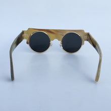 Carica l&#39;immagine nel visualizzatore di Gallery, Round Rivets Handmade Unique Matt Rough Finish Genuine Natural Horn Half Frame Metal Rim Wide Temples Glasses Eyewear Sunglasses