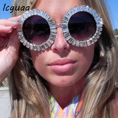 Round Small  Women Sunglasses Rhinestone 2023 Brand Designer Men Sun Glasses Oculos De Sol Feminino Bling Sunglasses