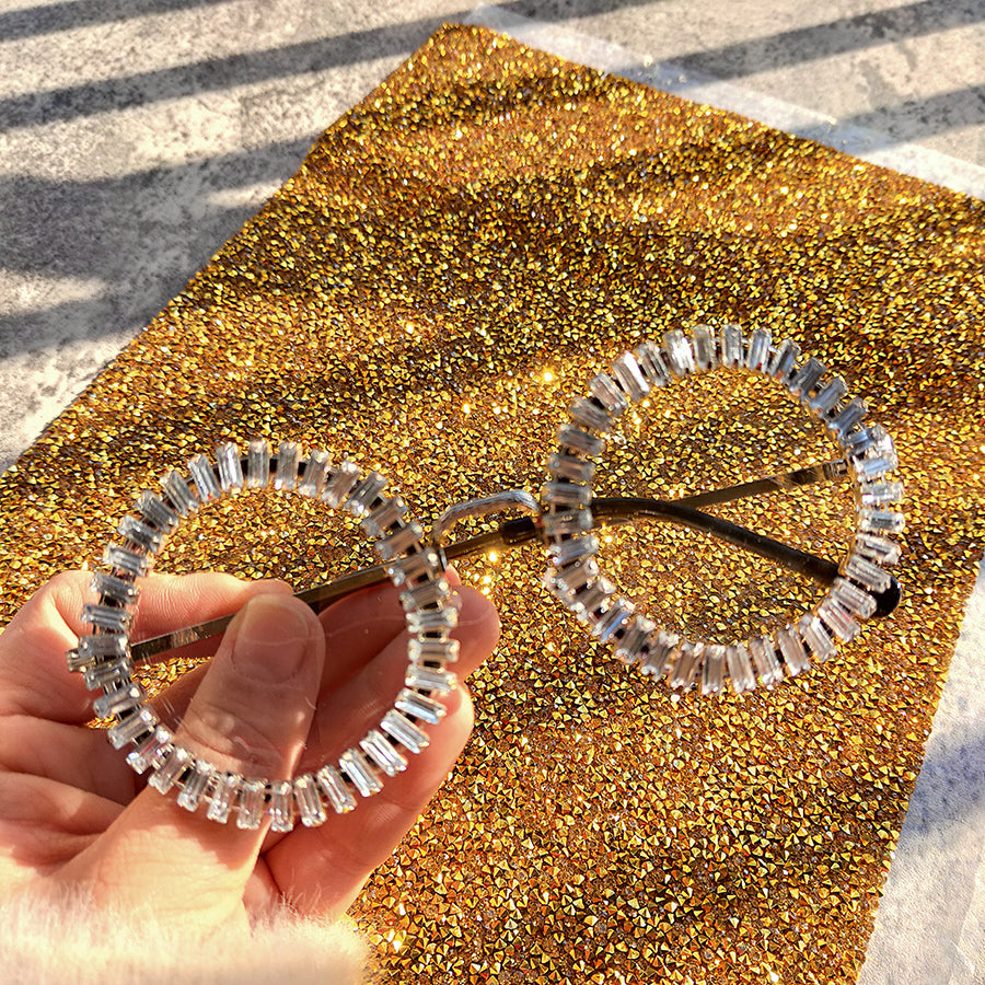 Round Small  Women Sunglasses Rhinestone 2023 Brand Designer Men Sun Glasses Oculos De Sol Feminino Bling Sunglasses