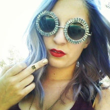Load image into Gallery viewer, Round Small  Women Sunglasses Rhinestone 2023 Brand Designer Men Sun Glasses Oculos De Sol Feminino Bling Sunglasses