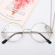 Load image into Gallery viewer, Round Steampunk Glasses Frame Women Lolita Gears Chain Decoration Style Ladies Retro Clear Lens Spectacle Frames Gold Eyewear