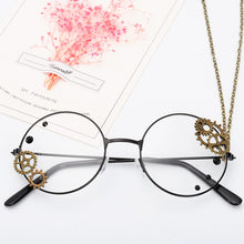Load image into Gallery viewer, Round Steampunk Glasses Frame Women Lolita Gears Chain Decoration Style Ladies Retro Clear Lens Spectacle Frames Gold Eyewear