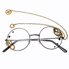 Load image into Gallery viewer, Round Steampunk Glasses Frame Women Lolita Gears Chain Decoration Style Ladies Retro Clear Lens Spectacle Frames Gold Eyewear