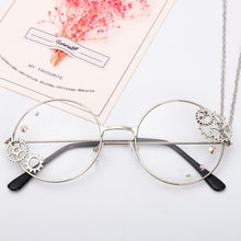 Load image into Gallery viewer, Round Steampunk Glasses Frame Women Lolita Gears Chain Decoration Style Ladies Retro Clear Lens Spectacle Frames Gold Eyewear