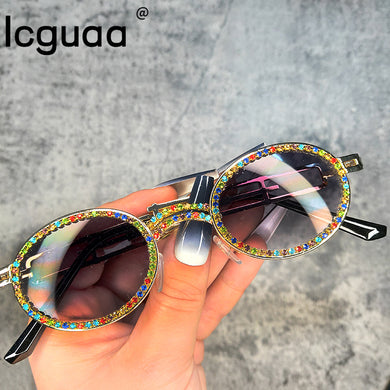 Round Steampunk Small Blingbling Sunglasses For Women Men 2023 Diamond  Designer Gradient Gothic Sunglasses Men Feminino