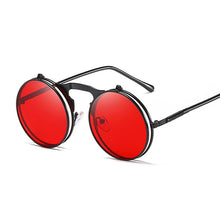 Load image into Gallery viewer, Round Steampunk Sunglasses Men Vintage Flip Celebrity Sun Glasses Male Driving Superstar  Brand Designer Metal Shades
