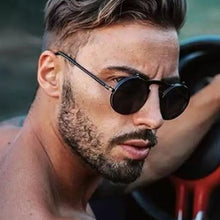 Load image into Gallery viewer, Round Steampunk Sunglasses Men Vintage Flip Celebrity Sun Glasses Male Driving Superstar  Brand Designer Metal Shades