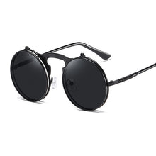 Load image into Gallery viewer, Round Steampunk Sunglasses Men Vintage Flip Celebrity Sun Glasses Male Driving Superstar  Brand Designer Metal Shades